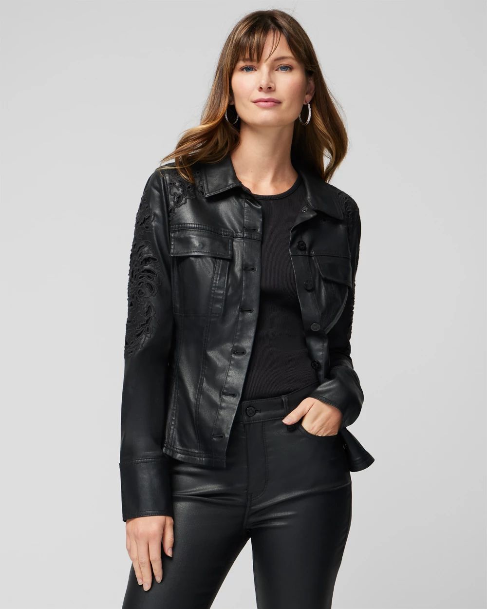 White house black market black leather jacket cheap